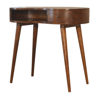 Luna Writing Desk Mango Wood Full Oval Body Chestnut With Brass Knob