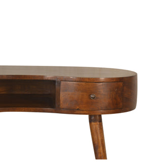 Luna Writing Desk Mango Wood Full Oval Body Chestnut With Brass Knob