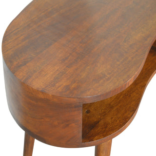 Luna Writing Desk Mango Wood Full Oval Body Chestnut With Brass Knob