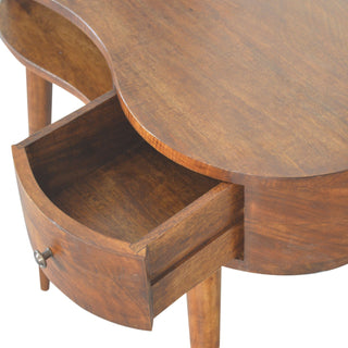 Luna Writing Desk Mango Wood Full Oval Body Chestnut With Brass Knob