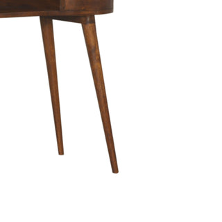 Luna Writing Desk Mango Wood Full Oval Body Chestnut With Brass Knob