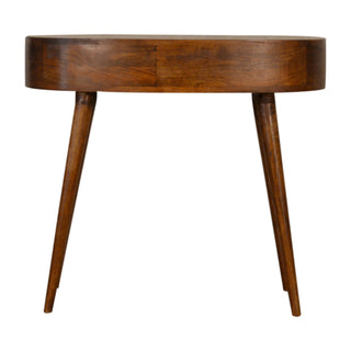 Luna Writing Desk Mango Wood Full Oval Body Chestnut With Brass Knob