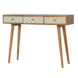 Vesna Console Table with Drawers White Geometric Print Nordic Legs