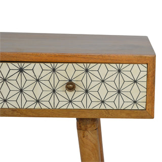 Vesna Console Table with Drawers White Geometric Print Nordic Legs