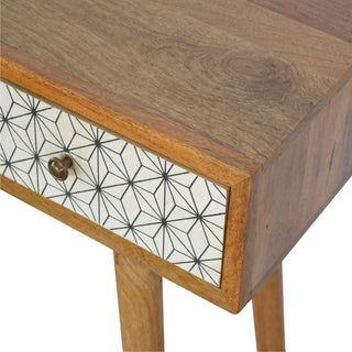 Vesna Console Table with Drawers White Geometric Print Nordic Legs