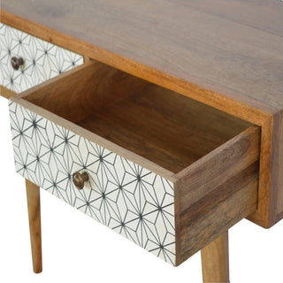 Vesna Console Table with Drawers White Geometric Print Nordic Legs