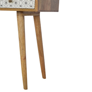 Vesna Console Table with Drawers White Geometric Print Nordic Legs