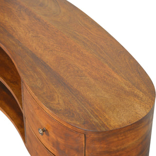 Tide Media Unit Chestnut Mango Wood Wave-Curved Oval Ends Four Drawers with Nordic Tapered Legs