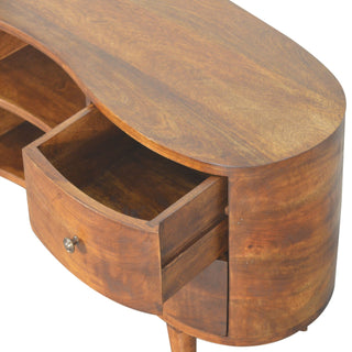 Tide Media Unit Chestnut Mango Wood Wave-Curved Oval Ends Four Drawers with Nordic Tapered Legs