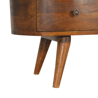 Tide Media Unit Chestnut Mango Wood Wave-Curved Oval Ends Four Drawers with Nordic Tapered Legs