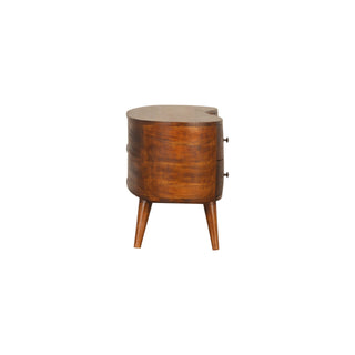 Tide Media Unit Chestnut Mango Wood Wave-Curved Oval Ends Four Drawers with Nordic Tapered Legs