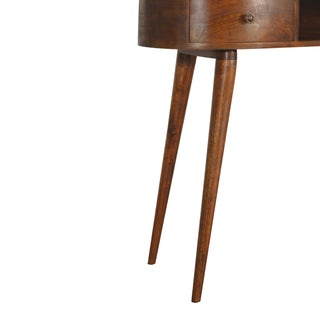 Bronte Writing Desk Mango Wood Wave-Shaped Top Dual Mini Drawers Chestnut