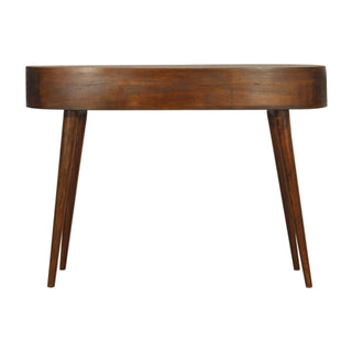 Bronte Writing Desk Mango Wood Wave-Shaped Top Dual Mini Drawers Chestnut