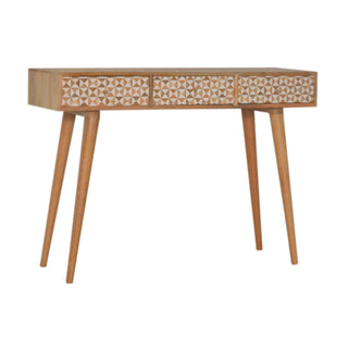 Liora Console Table with Drawers White Resin Inlay Tapered Legs