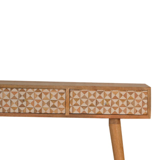 Liora Console Table with Drawers White Resin Inlay Tapered Legs