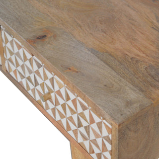 Liora Console Table with Drawers White Resin Inlay Tapered Legs