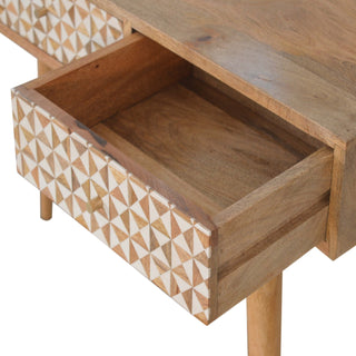 Liora Console Table with Drawers White Resin Inlay Tapered Legs