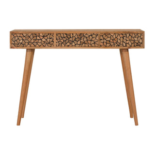 Folia Console Table with Drawers Hand-Carved Mosaic Oak Mango Wood