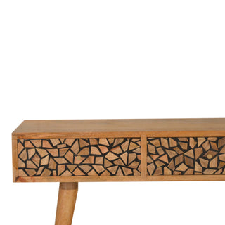 Folia Console Table with Drawers Hand-Carved Mosaic Oak Mango Wood
