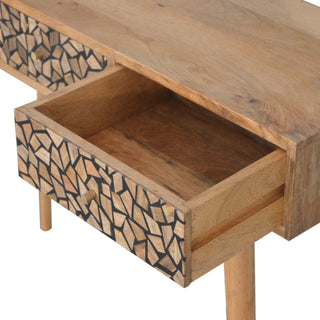 Folia Console Table with Drawers Hand-Carved Mosaic Oak Mango Wood