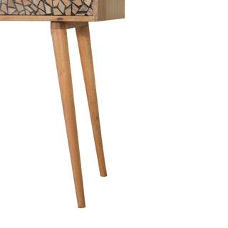 Folia Console Table with Drawers Hand-Carved Mosaic Oak Mango Wood