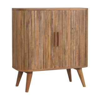 Caden Drinks Cabinet Oval Ribbed Rustic Mango Single-Door