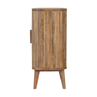 Caden Drinks Cabinet Oval Ribbed Rustic Mango Single-Door