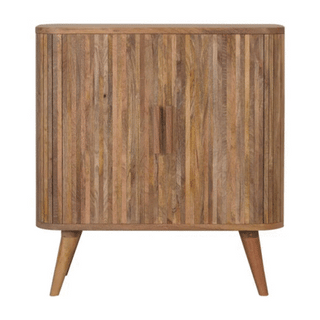 Caden Drinks Cabinet Oval Ribbed Rustic Mango Single-Door