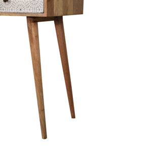 Sora Slim Console Table with Drawers Starburst Mandala Print Nordic Legs Oak Mango Wood