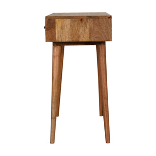 Sora Slim Console Table with Drawers Starburst Mandala Print Nordic Legs Oak Mango Wood
