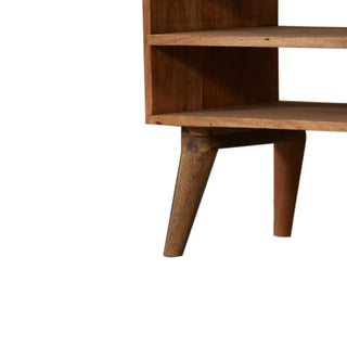 Soleil Media Unit Oak Mango Wood Black & White Mandala Screen-Printed Drawers with Nordic Legs