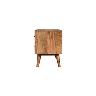 Quartz Media Unit Oak Mango Wood Black & White Diamond Print Cabinet Doors & Drawers Nordic Legs