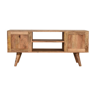 Quartz Media Unit Oak Mango Wood Black & White Diamond Print Cabinet Doors & Drawers Nordic Legs