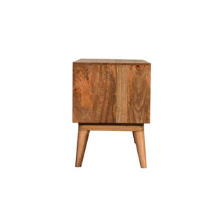 Pixel Media Unit Oak Mango Wood Black & White Circle-Diamond Print Single Drawer with Nordic Legs