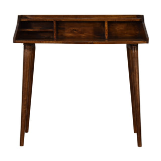 Cortez Writing Desk Mango Wood 4-Compartment Hutch Dark Chestnut With Scandi Legs