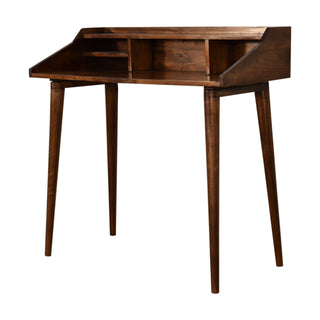 Cortez Writing Desk Mango Wood 4-Compartment Hutch Dark Chestnut With Scandi Legs