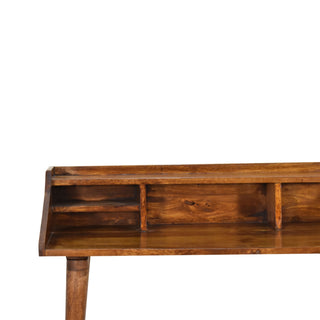 Cortez Writing Desk Mango Wood 4-Compartment Hutch Dark Chestnut With Scandi Legs