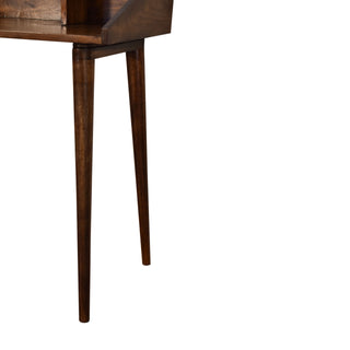 Cortez Writing Desk Mango Wood 4-Compartment Hutch Dark Chestnut With Scandi Legs