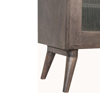 Noir Sideboard Cabinet Ash Black Fluted Glass Doors With Central Drawers