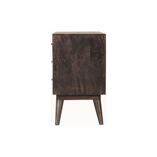 Noir Sideboard Cabinet Ash Black Fluted Glass Doors With Central Drawers