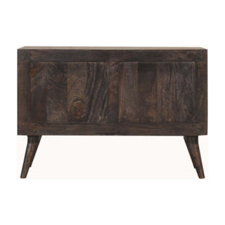 Noir Sideboard Cabinet Ash Black Fluted Glass Doors With Central Drawers