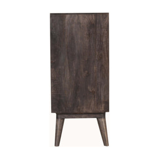 Eclipse Display Cabinet Ash Black Corrugated Glass Twin-Door Grid Shelving