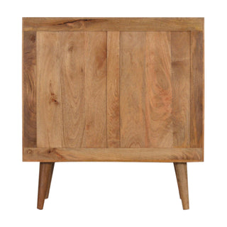 Caspian Display Cabinet Teal Blue 3D Geometric Cube Relief Twin-Door Oak Frame