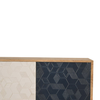 Duality Display Cabinet White Navy Split Two-Tone Geometric Cube Doors Oak Frame