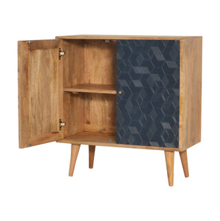 Duality Display Cabinet White Navy Split Two-Tone Geometric Cube Doors Oak Frame