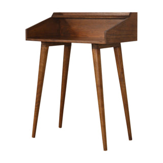 Reeve Writing Desk Solid Wood Raised Gallery Rim With Open Shelf