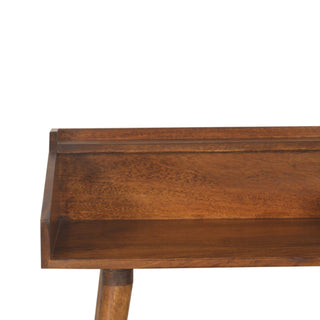 Reeve Writing Desk Solid Wood Raised Gallery Rim With Open Shelf