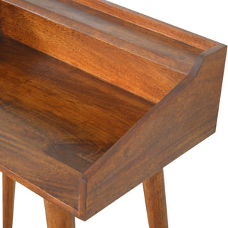 Reeve Writing Desk Solid Wood Raised Gallery Rim With Open Shelf
