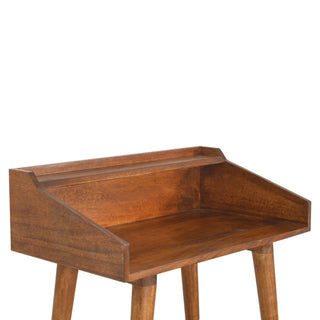 Reeve Writing Desk Solid Wood Raised Gallery Rim With Open Shelf
