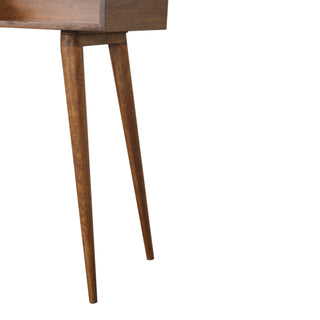 Reeve Writing Desk Solid Wood Raised Gallery Rim With Open Shelf